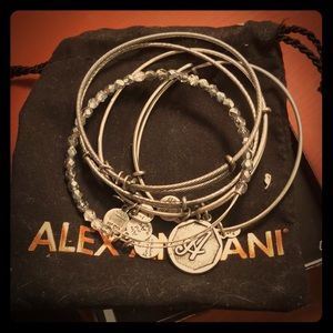 Set of 5 silver Alex and Ani bangles